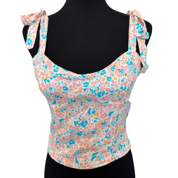 New BP. Nordstrom White Floral Bustier Tank Top Size Small Vacation Cruise - Picture 1 of 5